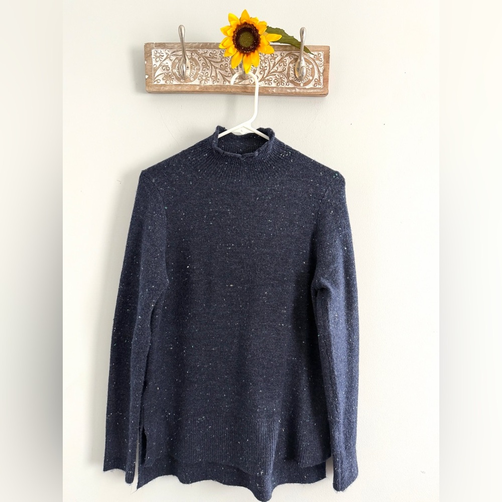 LOFT Women’s Navy Flecked Mock Neck Tunic Sweater-Size Small